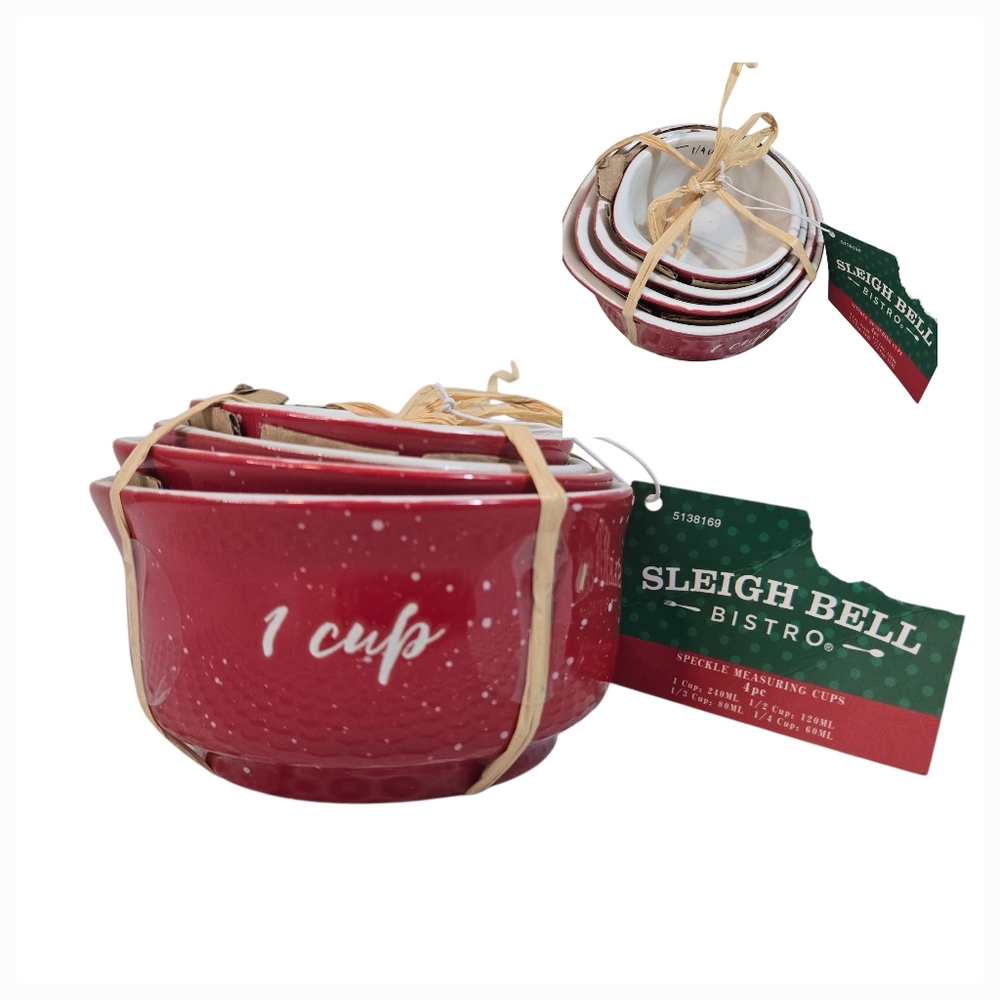 Sleigh Bell Bistro - Christmas Red Speckle - Measuring Cups - Set of 4